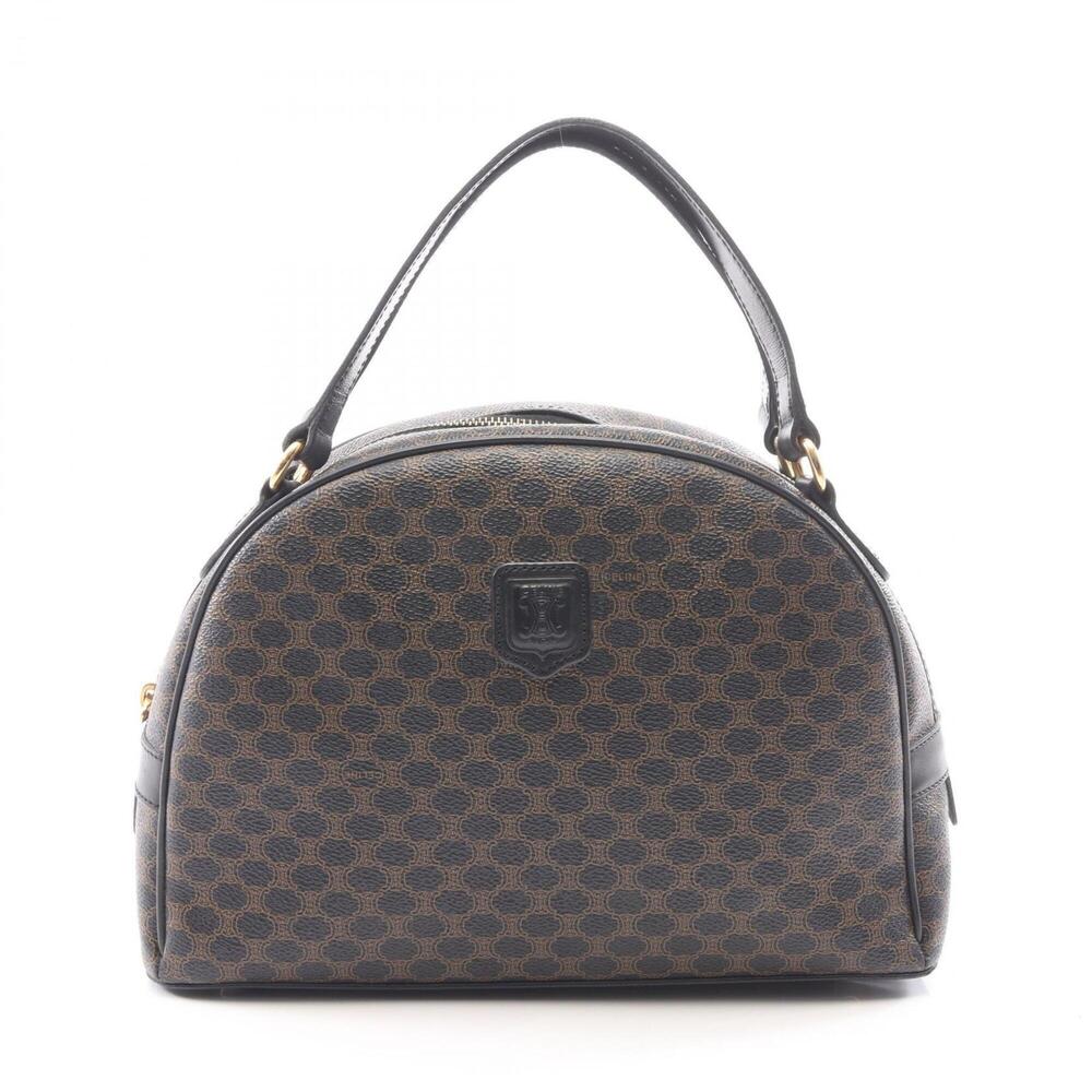 Celine Macadam Handbag, Coated Canvas Leather, Women's, Black